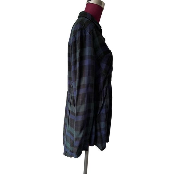 Torrid Emma Dark Green & Navy Plaid Twill Babydoll Tunic size 2 - Picture 8 of 10